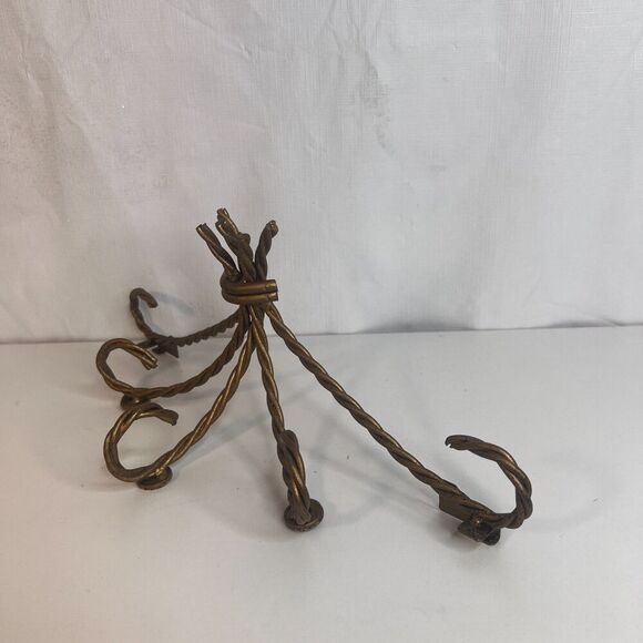 Gold Brass Twisted Rope Wall Sconce Shelf BASE VTG Decorative Regency Victorian - Picture 3 of 7